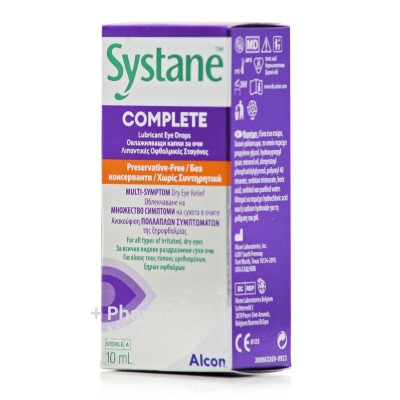 Systane Complete Λιπαντικές Οφθαλμικές Σταγόνες Χωρίς Συντηρητικά, 10ml