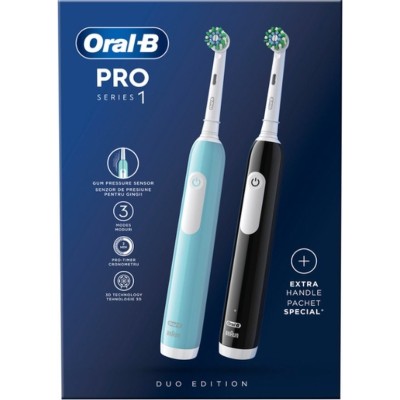 Oral-B Pro Series 1 Duo Electric Toothbrush Ηλεκτρικές Οδοντόβουρτσες Μπλε & Μαύρη, 2τεμ