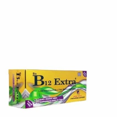 Bio B12 Extra 1000mcg Συμπλήρωμα Διατροφής Βιταμίνης B12 για την Καλή Υγεία του Ανοσοποιητικού & Νευρικού Συστήματος 30 Διασπειρ