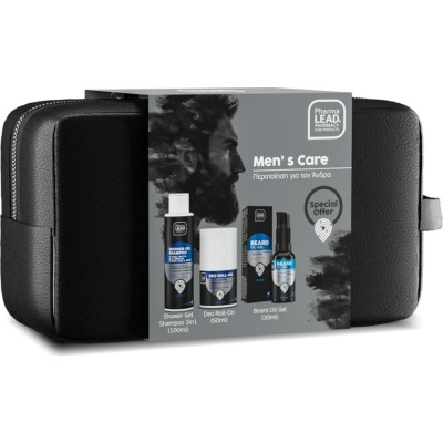 PROMO PACK Men's Αφρόλουτρο & Σαμπουάν Για Τον Άνδρα 100ml,Αποσμητικό Roll-On 50ml & Λάδι-Τζελ Για Γένια 30ml