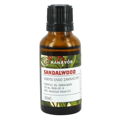Kanavos Sandalwood Essential Oil Αιθέριο Έλαιο Σανδαλόξυλο, 30ml