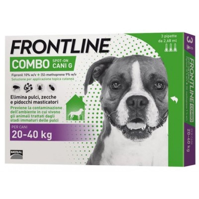 Frontline Combo Spot Dog Αντιπαρασιτικές Αμπούλες Σκύλων 20-40kg, 3 Αμπούλες