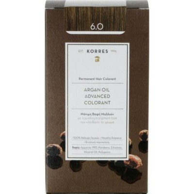 Korres Argan Oil Advanced Colorant Βαφή Μαλλιών 6.0 Ξανθό Σκούρο 50ml