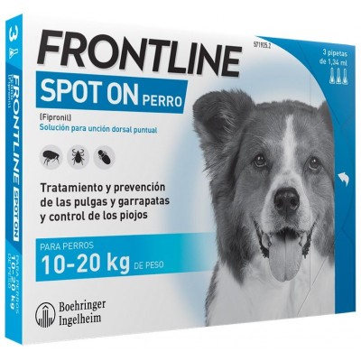Frontline Spot On Dog Αντιπαρασιτικές Αμπούλες Σκύλων 10-20kg, 3 Αμπούλες
